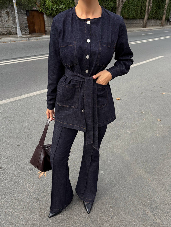 طقم جينز ربط جكيت وافي