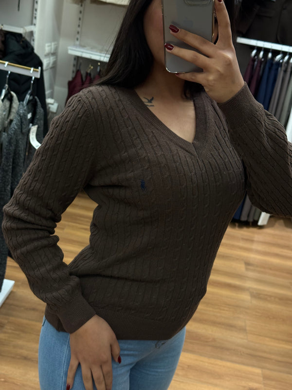 بلوزة بولو رالف لورين محبوك على شكل V