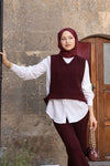 طقم صوف ثلاث قطع - برغندي