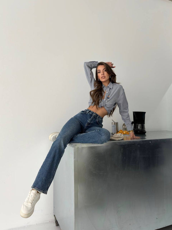 Mid Straight Jeans /Dark Blue