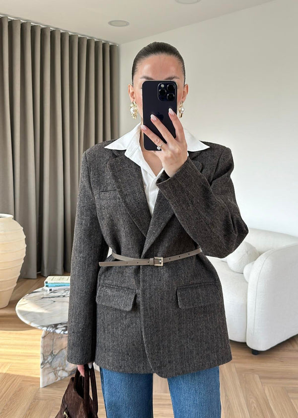 جكيت رسمي جوخ - رمادي غامق