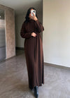 طقم قطعتين فستان و كارديجان - بني