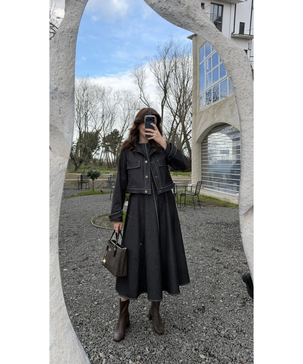 طقم فستان جينز ازرق