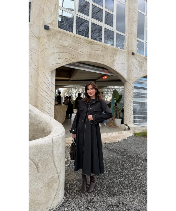 طقم فستان جينز ازرق