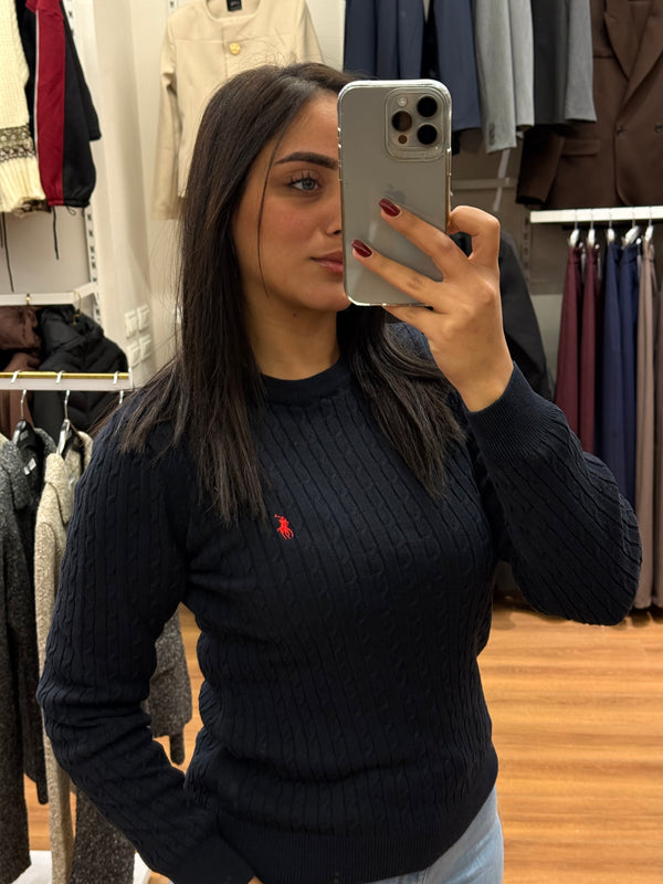 بلوز بولو رالف لورين محبوك قبة دائرية