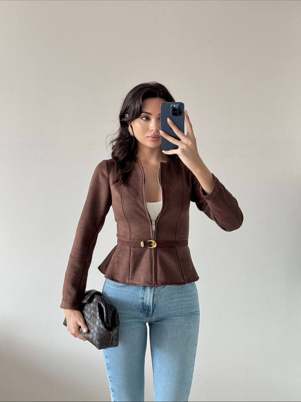 جكيت جلد ناعم Suede