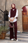 طقم صوف ثلاث قطع - برغندي