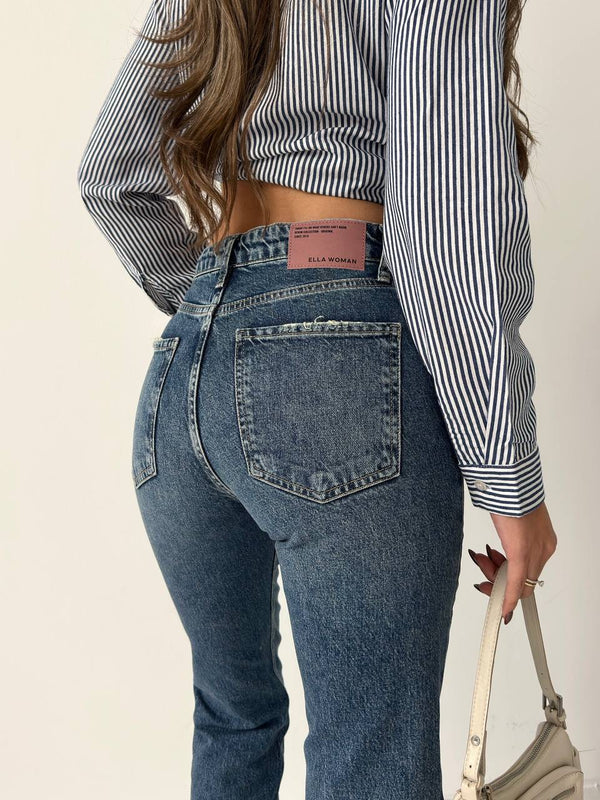 Mid Straight Jeans /Dark Blue