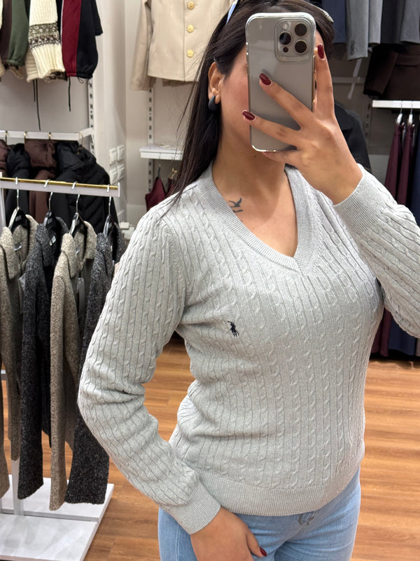 بلوز بولو رالف لورين محبوك على شكل V