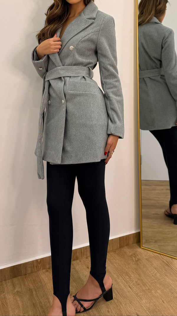 جكيت جوخ ربط ازرار ذهبية رمادي