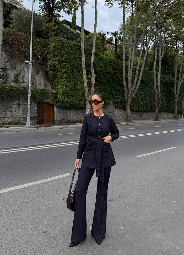 طقم جينز ربط جكيت وافي