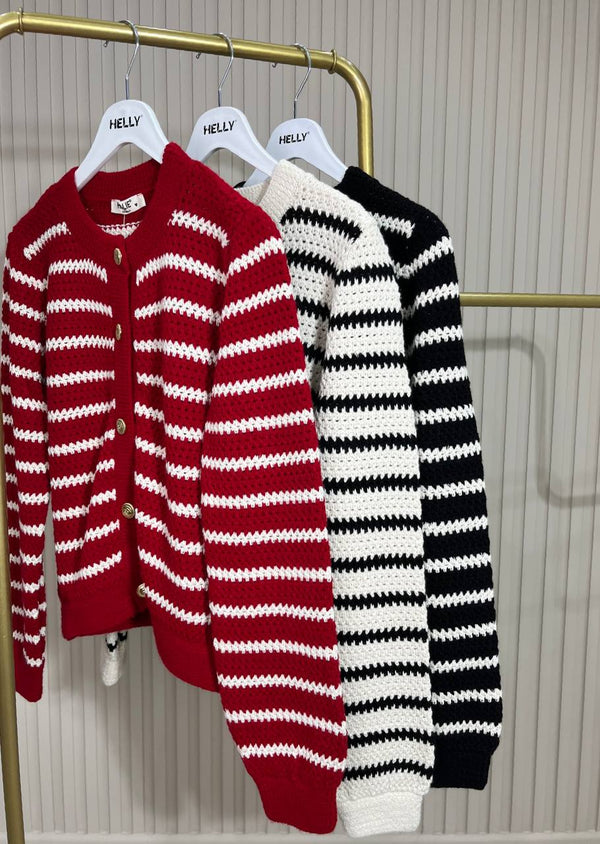 جرزة مخططة ازرار ذهبية