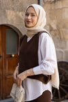 طقم صوف ثلاث قطع - بني