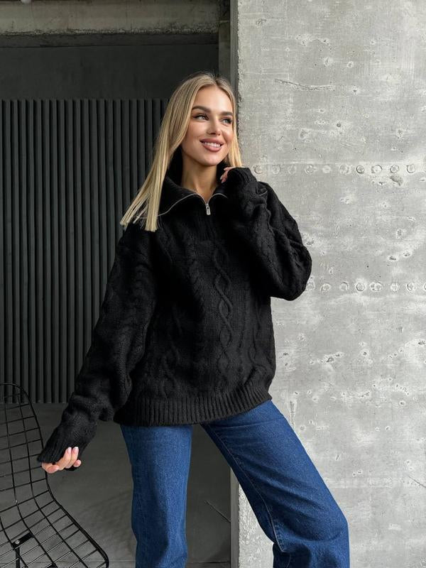 بلوز محبوكة بقلاوة مع سحاب