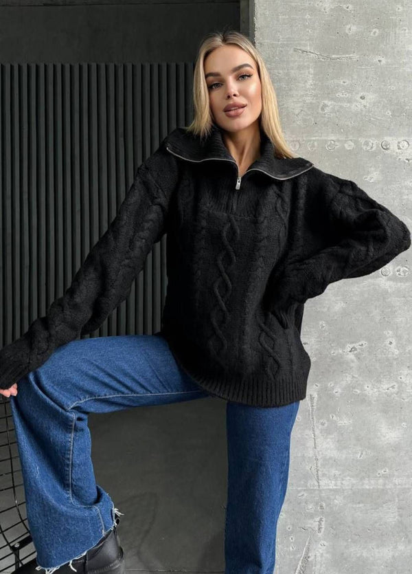 بلوز محبوكة بقلاوة مع سحاب