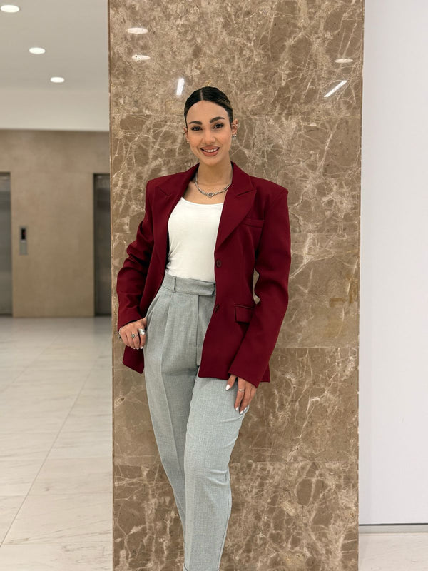بنطلون بولي فيسكون - رمادي - Sateen style