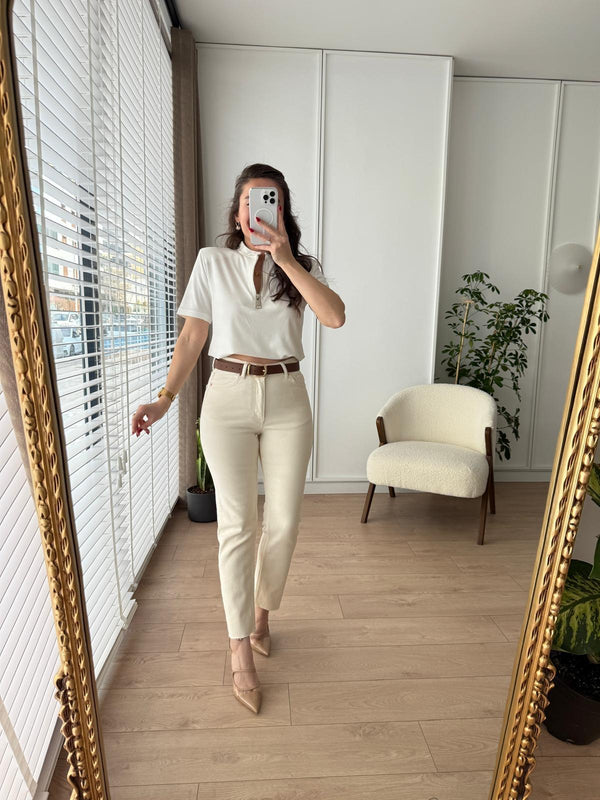 بنطلون Mom جينز بيج - Sateen style