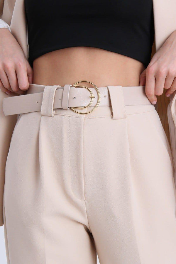بنطلون ريجيولار مع كمر - Sateen style