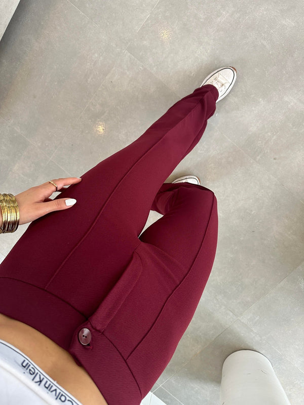 بنطلون زارا كريب - اللون البورغاندي - Sateen style