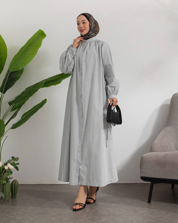 فستان رمادي هادئ - Sateen style