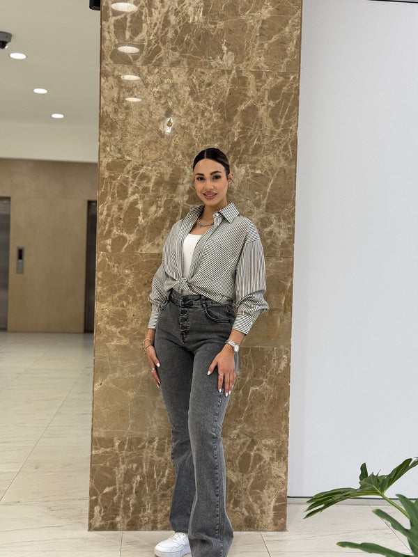 قميص مقلم - Sateen style