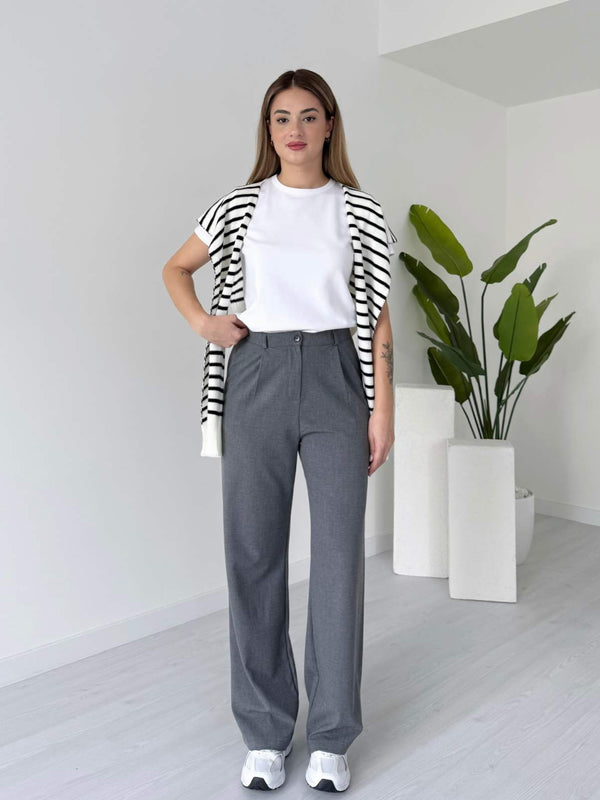 بنطلون قماش عريض رصاصي