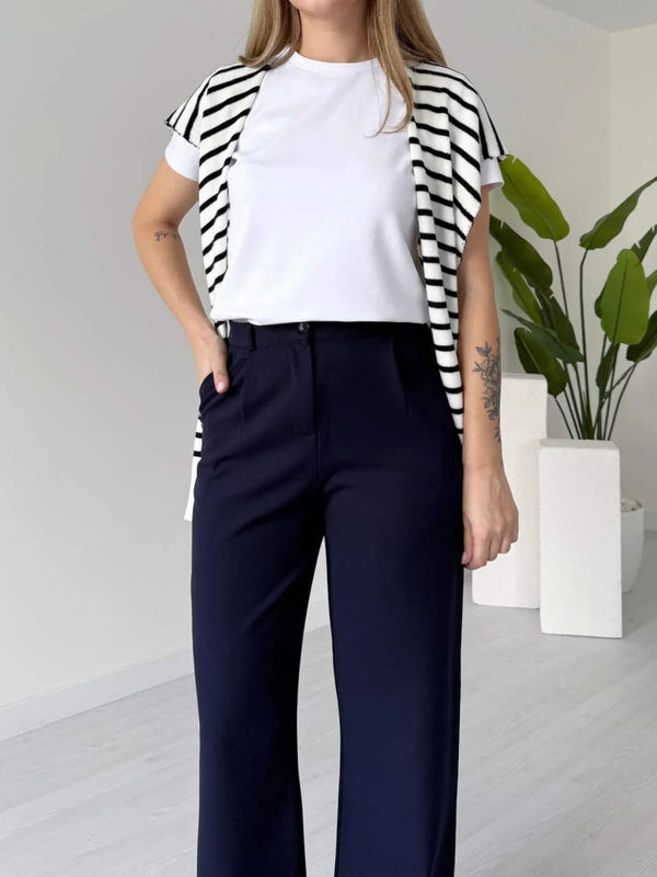 بنطلون قماش عريض كحلي