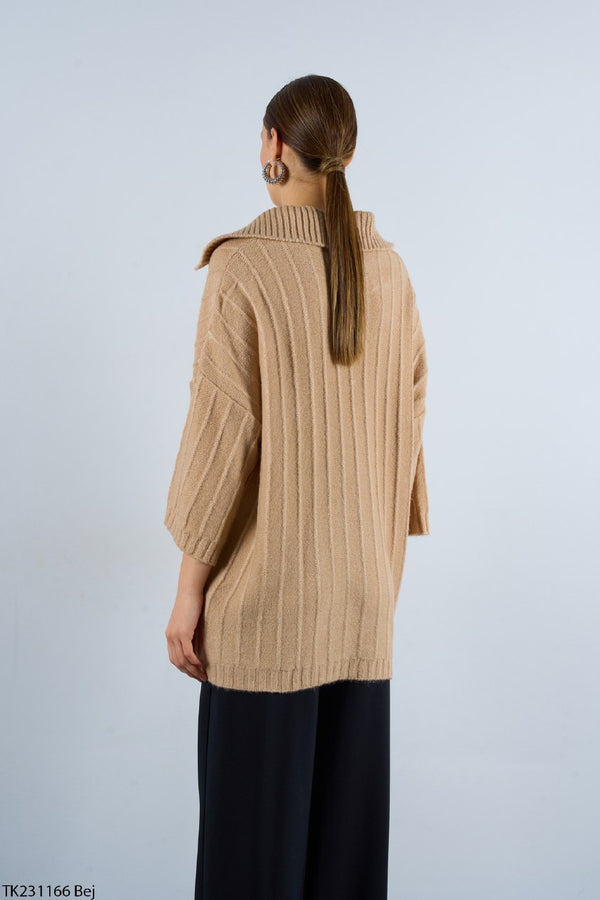 بلوز مقاس موحد مضلعة قبة بولو