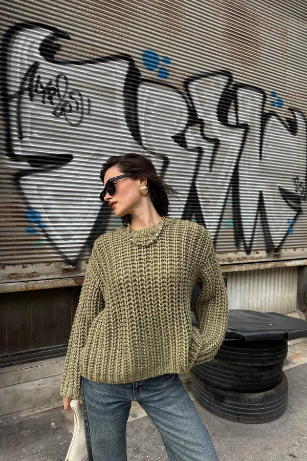 بلوز نسيج عريض فستقي