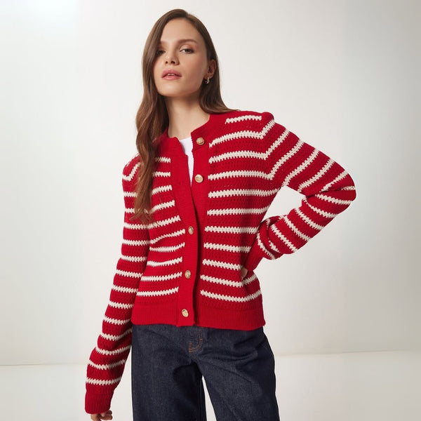 جرزة مخططة ازرار ذهبية