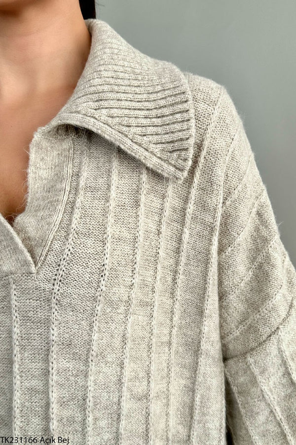 بلوز مقاس موحد مضلعة قبة بولو