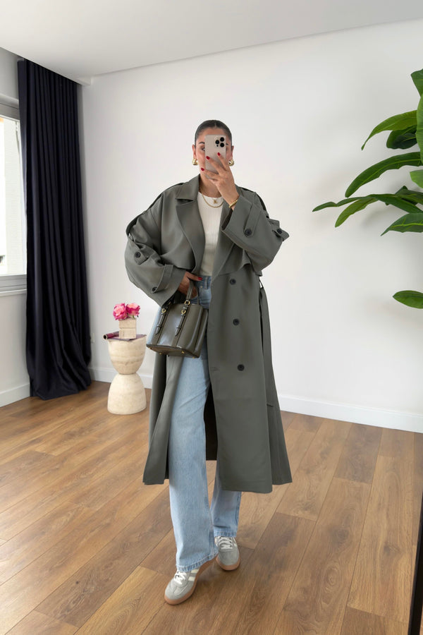 ترانشكوت كتان زيتي ون سايز