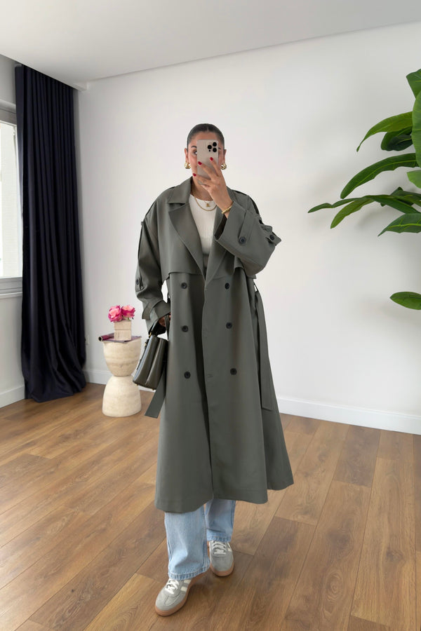 ترانشكوت كتان زيتي ون سايز