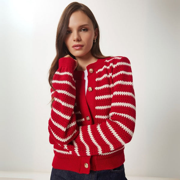 جرزة مخططة ازرار ذهبية