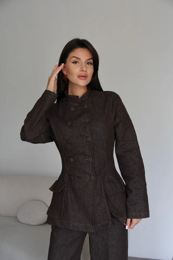 طقم جينز مخصر بنود