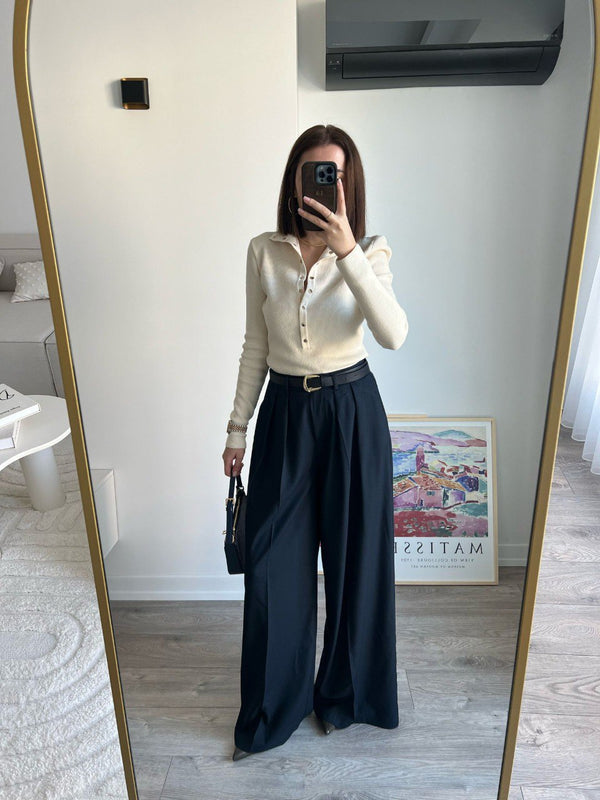 بنطلون وايد ليج مع قشط