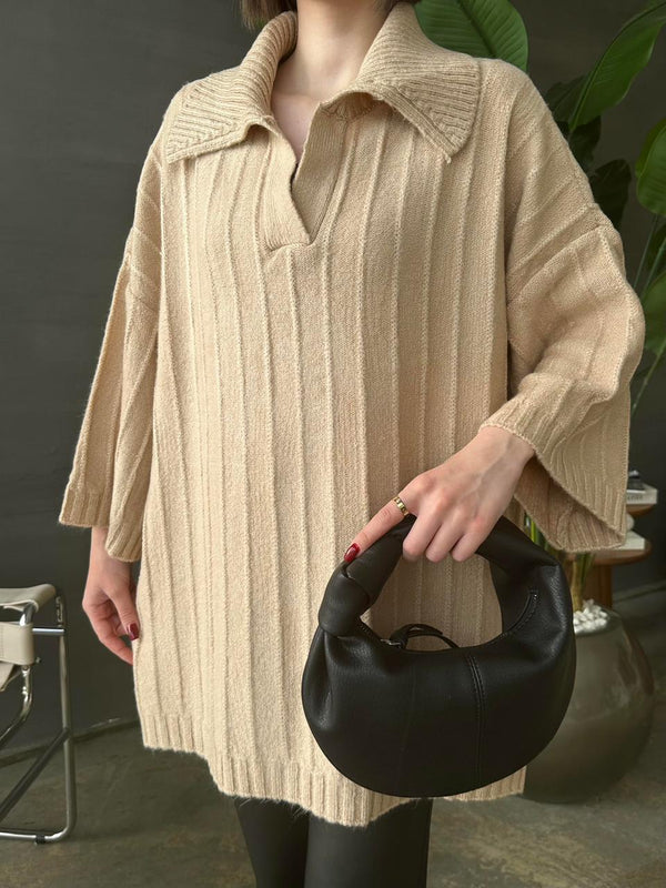 بلوز مقاس موحد مضلعة قبة بولو