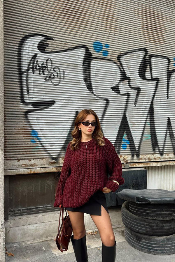 بلوز نسيج عريض برغندي