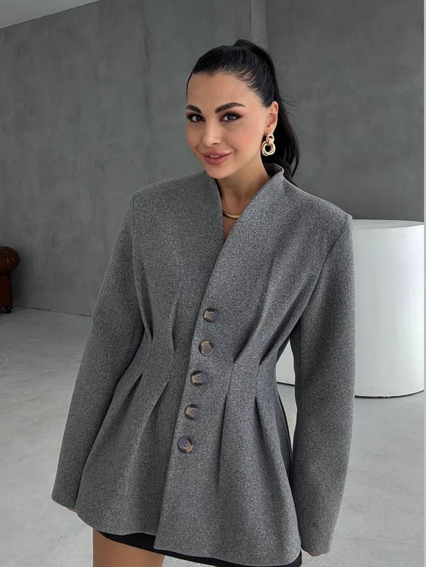 جكيت جوخ مخصر رمادي غامق