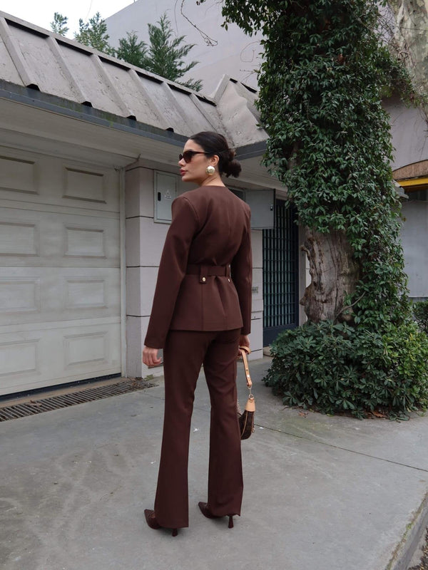 طقم رسمي فاخر - بني - Sateen style