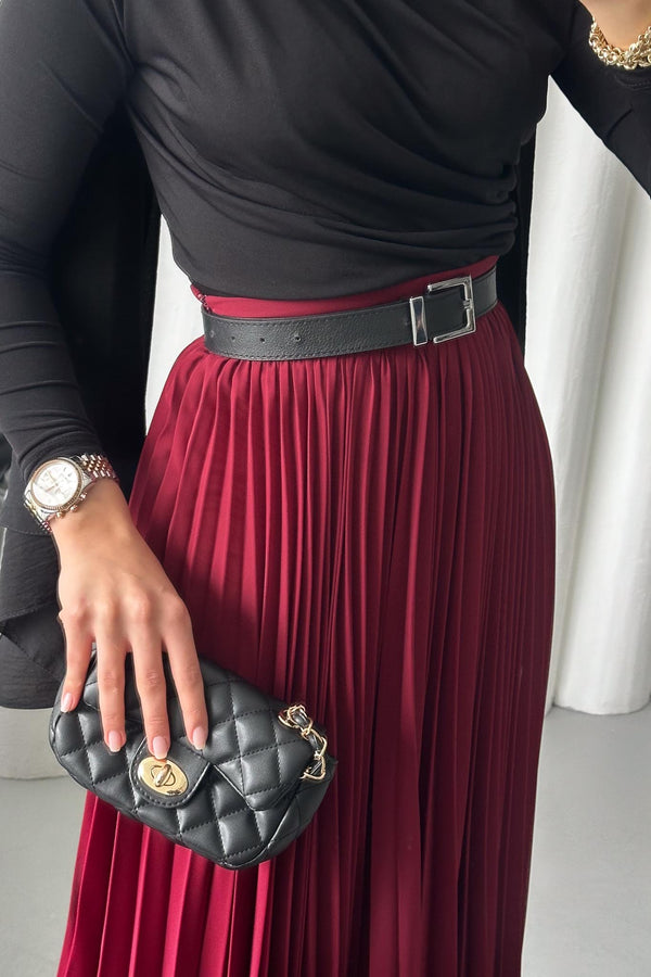 تنورة فيوليتا - شيفون مبطنة برغندي - Sateen style