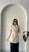ترانشكوت كتان طول 85 سم طحيني - Sateen style
