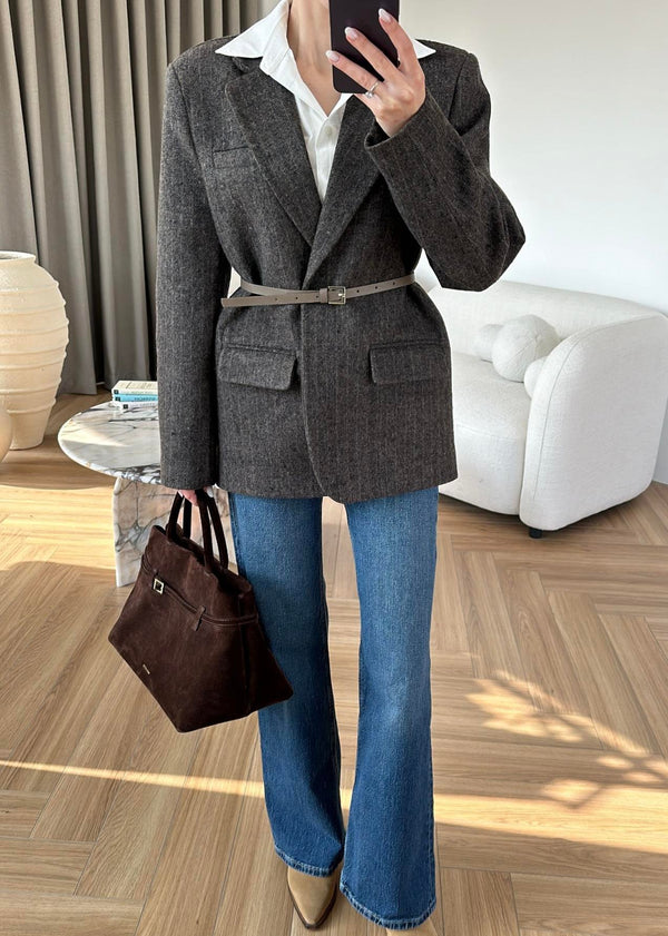 جكيت رسمي جوخ - رمادي غامق