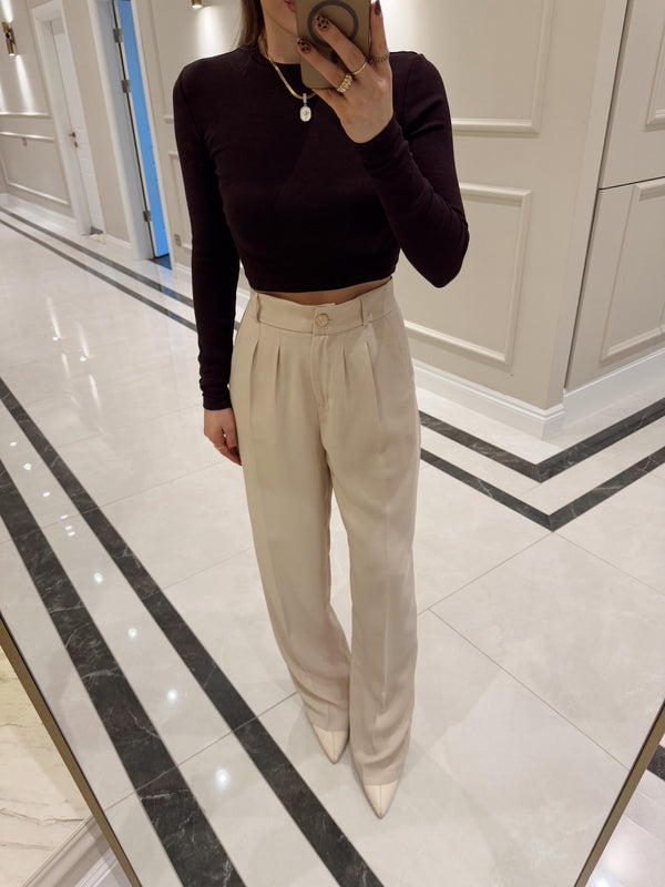 بنطلون زر ذهبي عريض