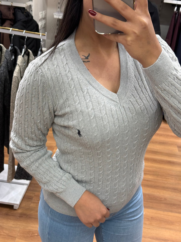 بلوز بولو رالف لورين محبوك على شكل V