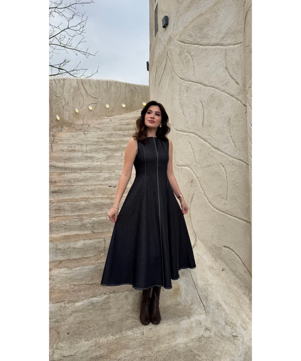 طقم فستان جينز ازرق