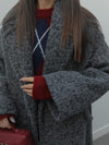 جكيت صوف طويل باللون الرمادي