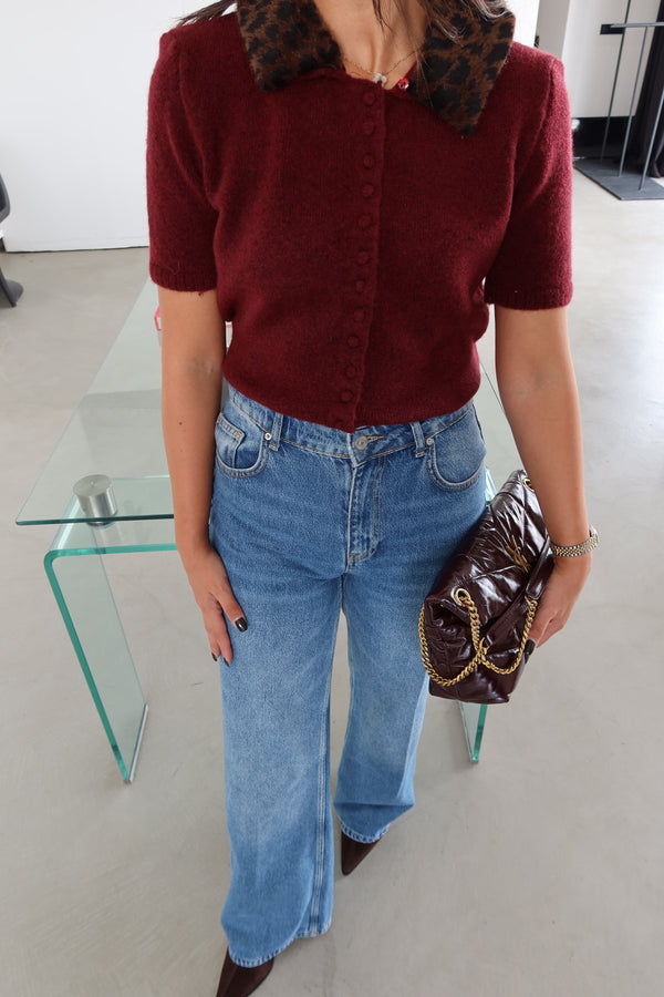 جرزة تريكو بياقة ليوباردو