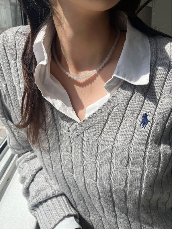 بلوز بولو رالف لورين محبوك على شكل V