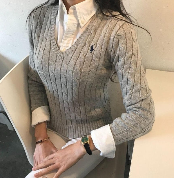 بلوز بولو رالف لورين محبوك على شكل V